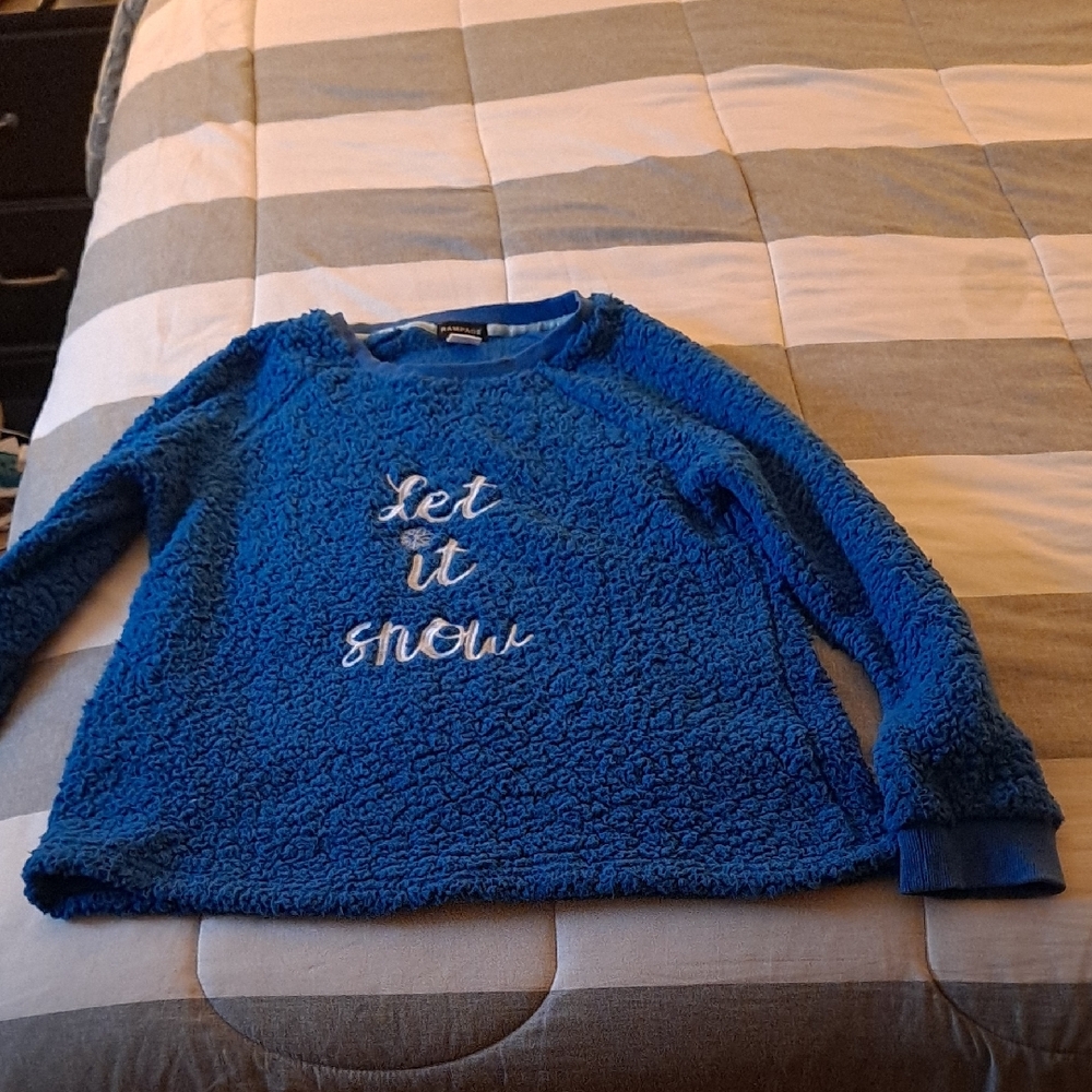 Blue Fleece 'Let It Snow' Sweater
